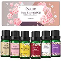 Aceites Esenciales-Naturales ESSLUX Flores Aceites Esenciales para Humidificador Difusor Top 6 Set Natural Puro- Rosa…